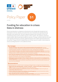 We need more coherent and transparent data to inform funding in education in emergencies and protracted crises We need more coherent and transparent data to inform funding in education in emergencies and protracted crises