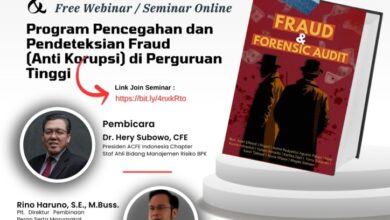 Launching Buku “Fraud & Forensic Audit” dan Free Webinar (Seminar Online) Trisakti School of Management (TSM) dengan topik “Program Pencegahan dan Pendeteksian Fraud (Anti Korupsi) di Perguruan Tinggi” Tgl 15 Juli 2025 Jam 08.30 – 12.00 WIB